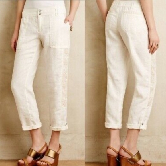 Anthropologie Pants - Anthropologie Hei Hei Linen Crochet Pants
